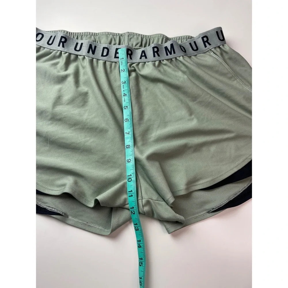 Under Armour HeatGear Shorts Womens XXL Green Black Running Athletic Training - Picture 9 of 10